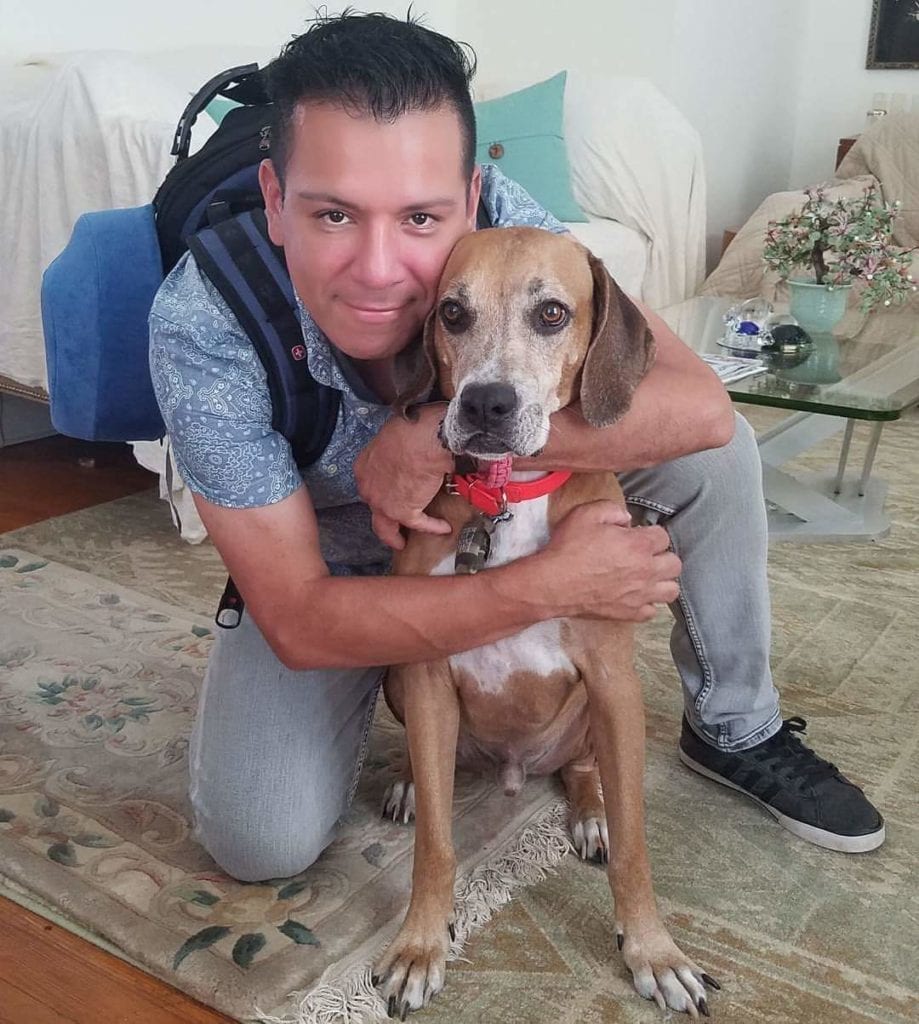 Ray Hugging Tibby before his flight to Peru and ready to see and meet many of the street homeless dogs of Lima Peru. Ray Hugging Tibby before his flight to Peru and ready to see and meet many of the street homeless dogs of Lima Peru.